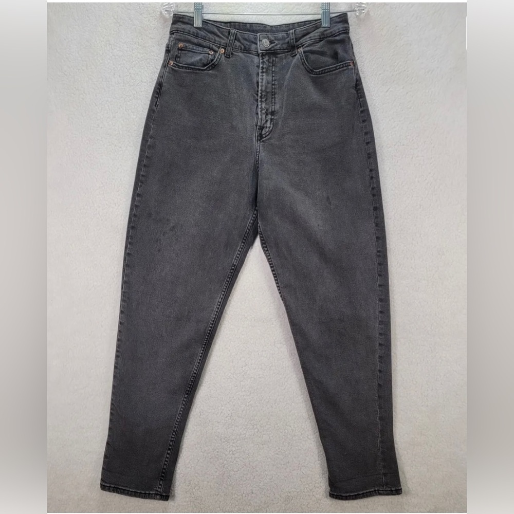 Divided H&M Women Jeans Size 10 Black Denim Stretch High Rise Relaxed Modern Mom